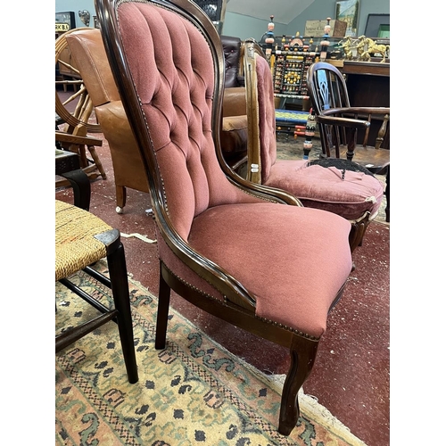 522 - Victorian button back nursing chair