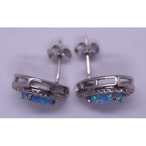 54 - Pair of opal & stone set silver earrings