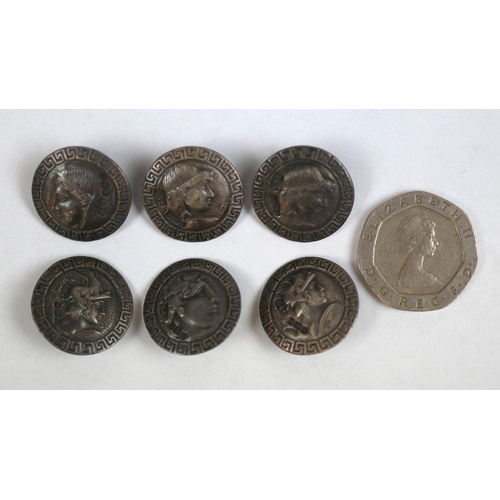 8 - Set of 6 antique silver buttons