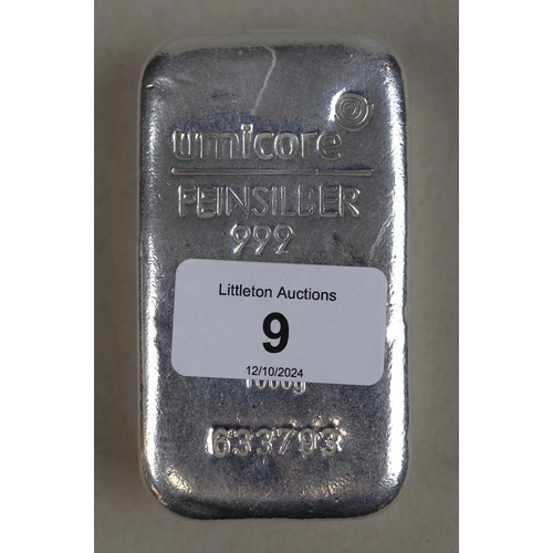 9 - 1kg fine silver bar .999