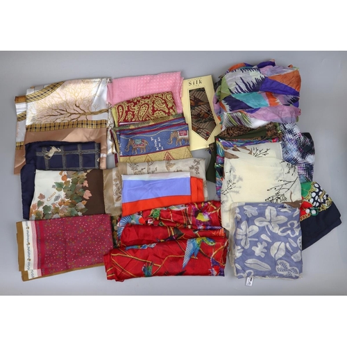 109 - 20 silk scarves plus 1 silk tie to include Odile St Gerain, Jacqmar, Camila James etc.