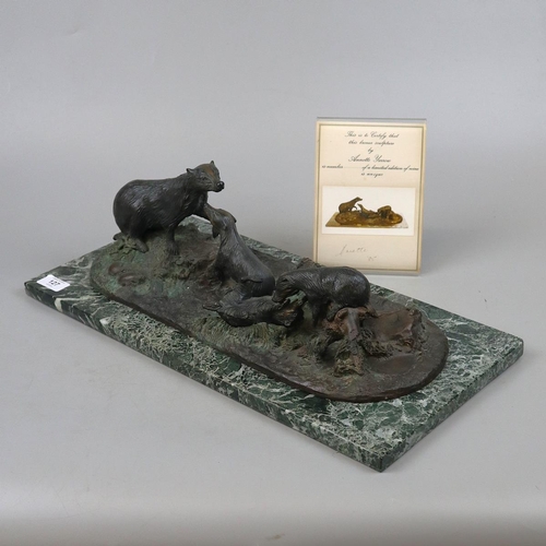 127 - Unique bronze sculpture of Family of Badgers by Annette Yarrow with COA - Approx L: 51cm D: 25cm H:1... 