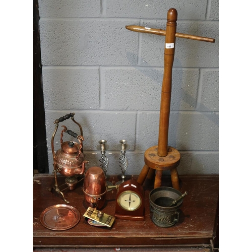 150 - Collection of metalware to include spirit kettle and French travelling cafetiere together with a GPO... 