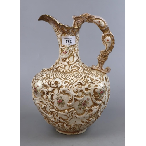 172 - Antique pitcher with floral design