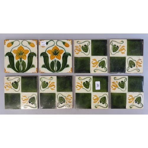 197 - 8 Art Nouveau patterned tiles