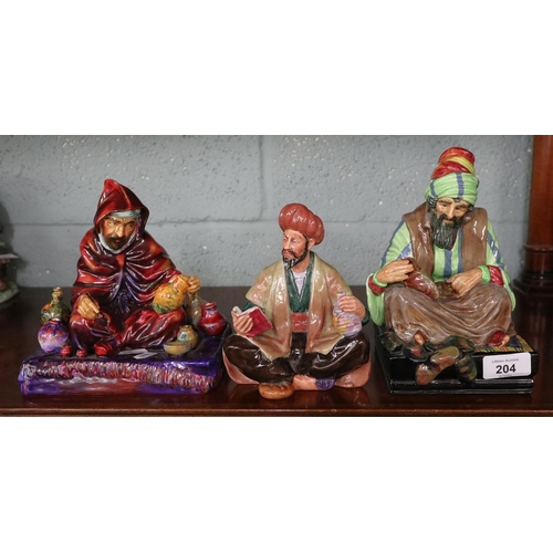 204 - Royal Doulton figurines, of The Cobbler, The Potter and Omar Khayyam