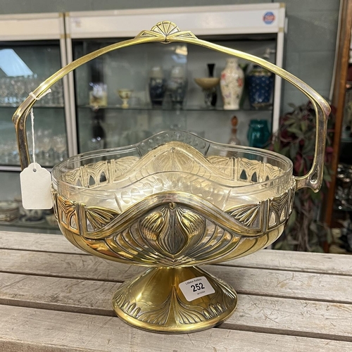 252 - Early C20th WMF fruit bowl with original glass liner and mark to rim. Classic Art Nouveau design tho... 