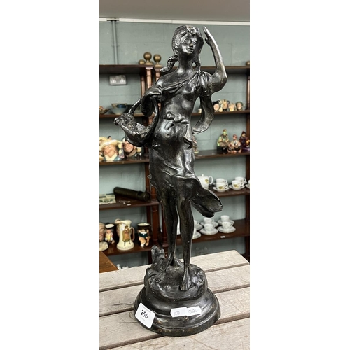 256 - Bronze figure of a lady - Approx H: 43cm