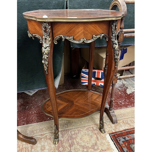 263 - Inlaid French two tier occasional table with integrated drawer