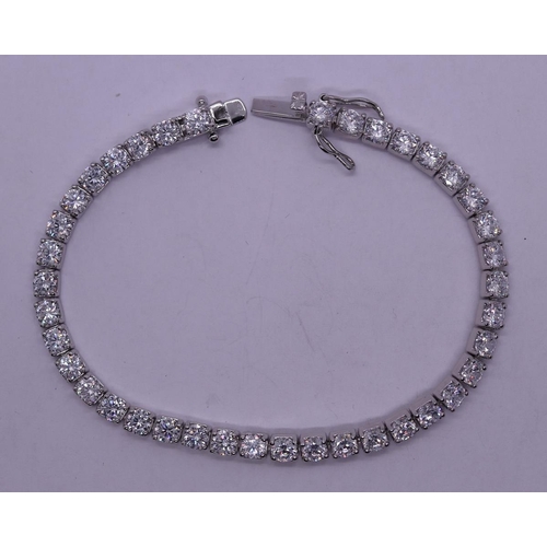 28 - Silver stone set bracelet