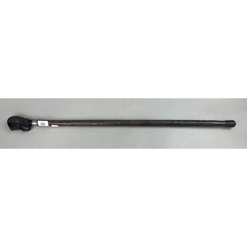 300 - Carved hardwood walking stick with ebony African head