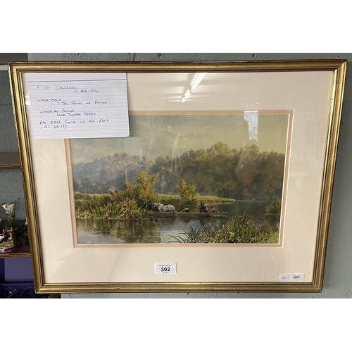 302 - Watercolour of the Thames by Henley by F G Colerigde - IS 35cm x 22cm