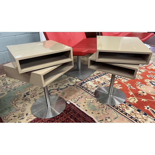 318 - Pair of Heals of London revolving bedside tables