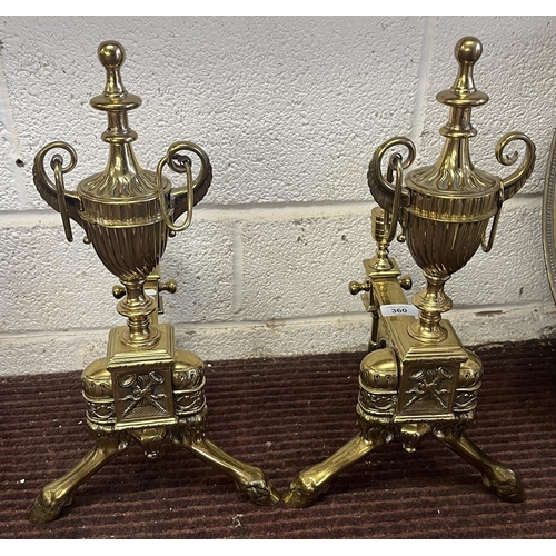 360 - Pair of brass fire dogs