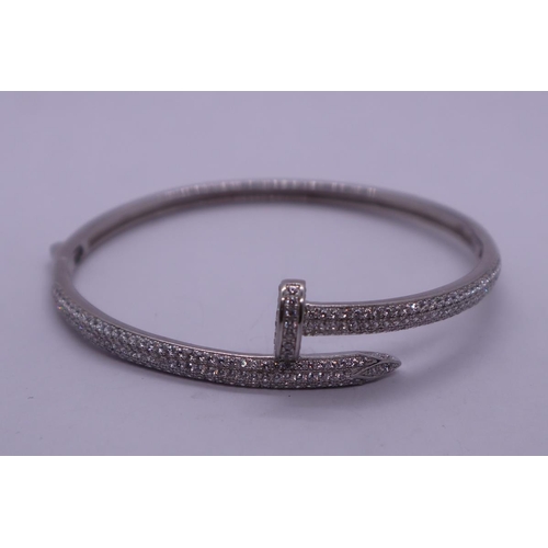 37 - Silver stone set bangle