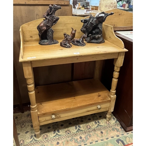 386 - Pine washstand with drawer to base - Approx W: 75cm D: 39cm H: 94cm