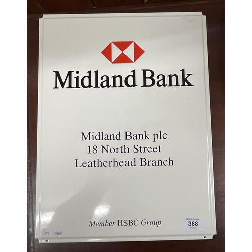 388 - Enamel Sign Midland Bank Leatherhead - unused as they changed name to HSBC before it got erected