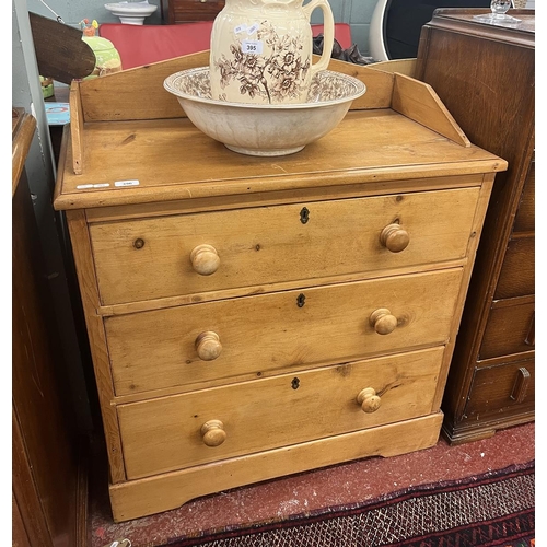 396 - Pine chest of drawers with gallaried top - Approx W: 85cm D: 44cm H: 98cm