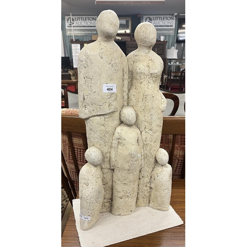 404 - Heavy stone sculpture of a family group - Approx H: 58cm