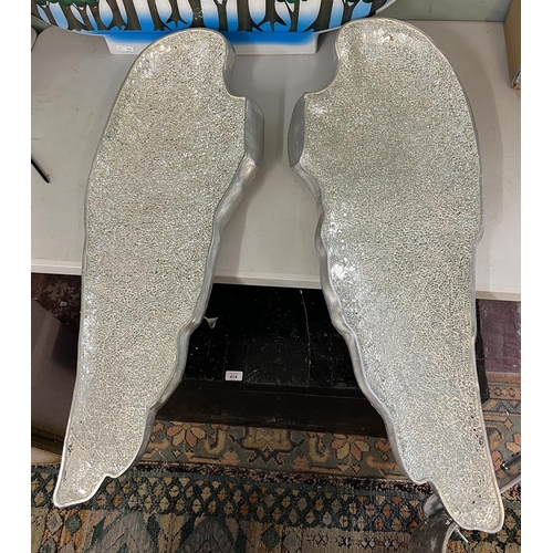 413 - Wall hanging mirrored angel wings - Approx H: 106cm