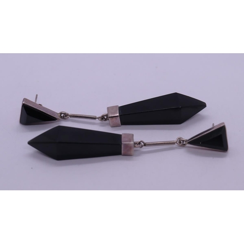 43 - Silver onyx set earrings