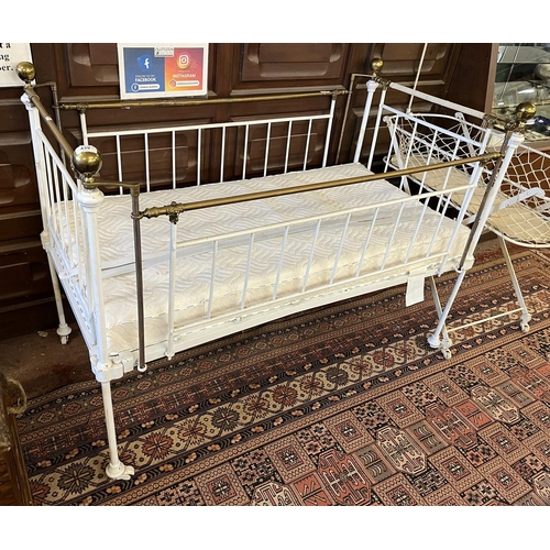 439 - Antique iron & brass child's cot