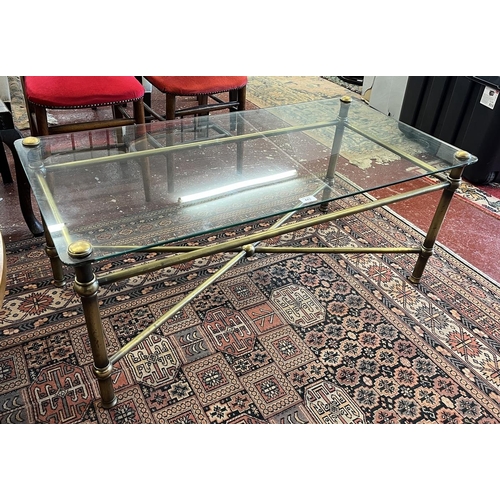 443 - Glass topped brass framed coffee table