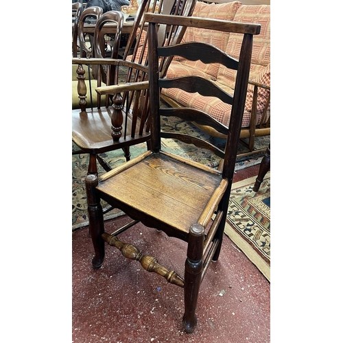 455 - Antique oak ladder back chair