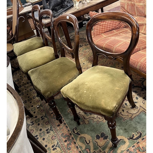 457 - Set of 4 Victorian balloon back dining chairs