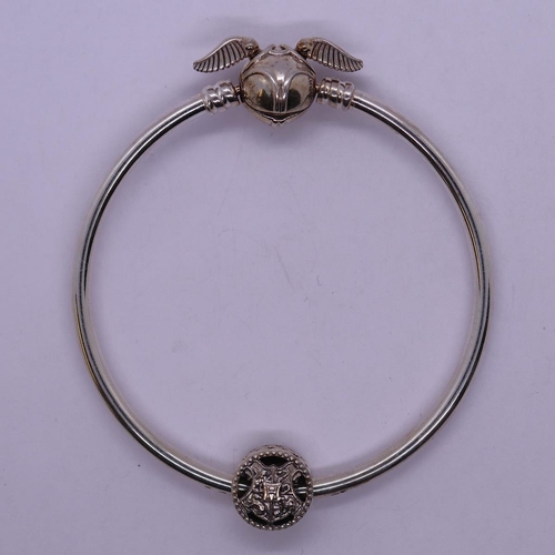 46 - Pandora L/E Harry Potter bangle with 2 charms