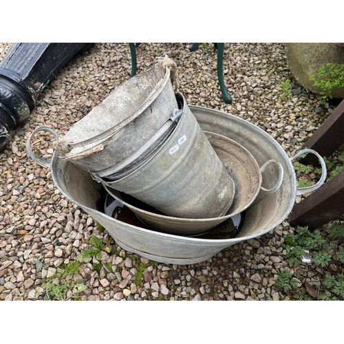 480 - Collection of galvanised wash buckets