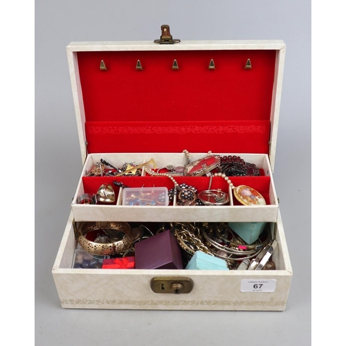 67 - Jewellery box and contents to include silver