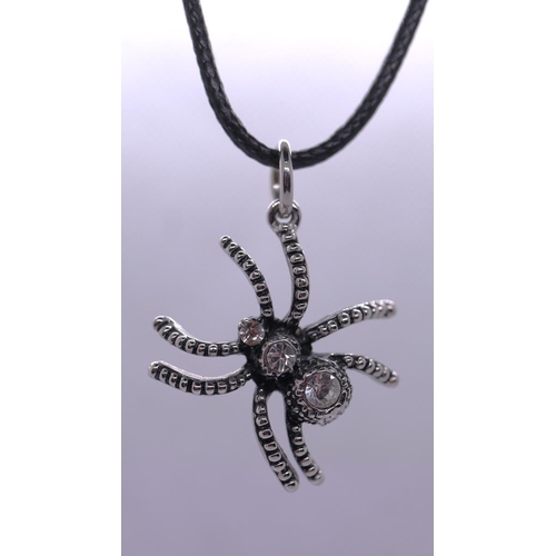 95 - Silver spider necklace