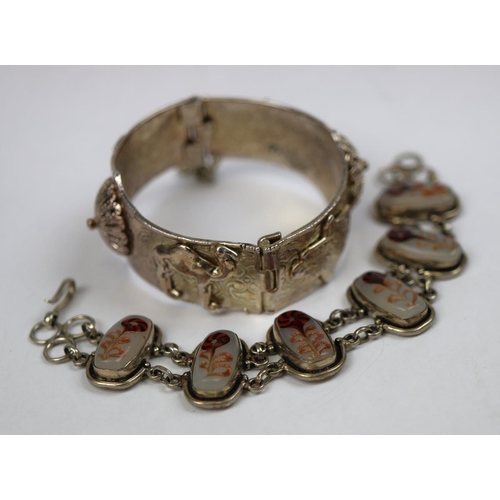 99 - Egyptian revival bangle & stone bracelet