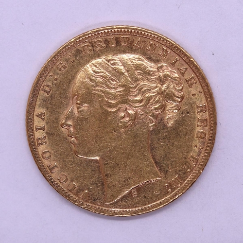 113 - Young head Queen Victoria gold full sovereign dated 1872