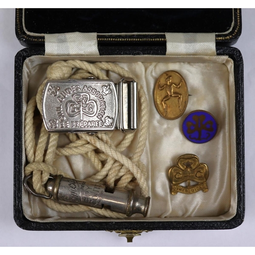 122 - Collection of scout and girl guide memorabilia to include whistle