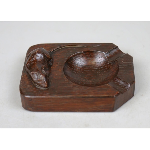 125 - Robert Mouseman Thompson oak ashtray - Good patina