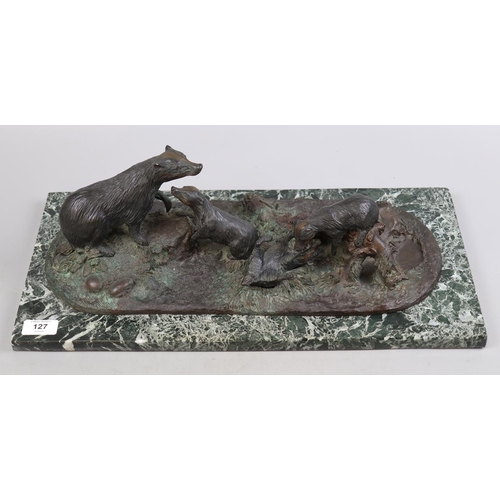 127 - Unique bronze sculpture of Family of Badgers by Annette Yarrow with COA - Approx L: 51cm D: 25cm H:1... 