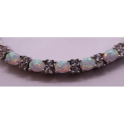 15 - Silver opal set bracelet