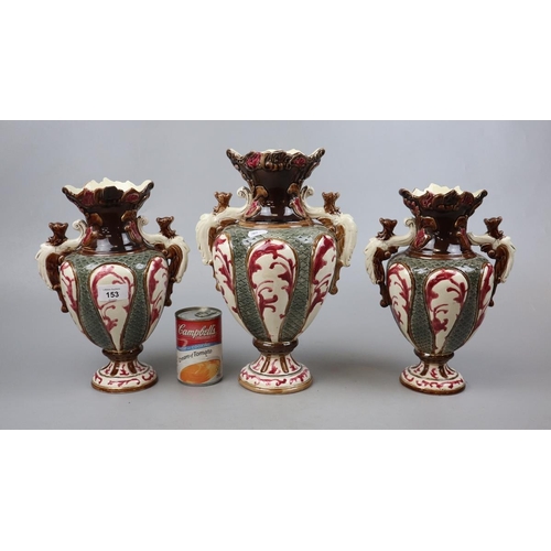 153 - Set of 3 2-handled vases