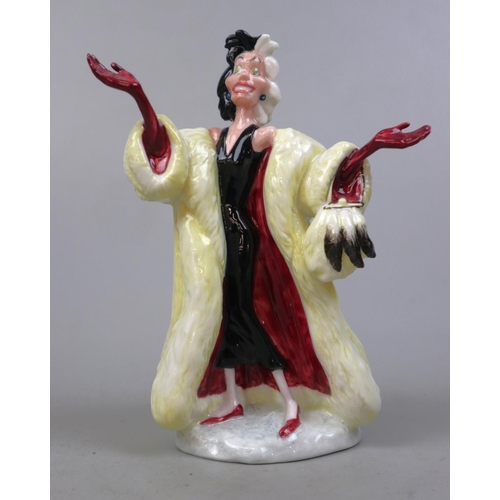 154 - Royal Doulton Disney Cruella de Vil together with a Royal Doulton cat