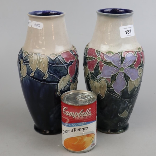 183 - 2 Royal Doulton Lambeth vases - one signed Florrie Jones and the other Joan Honey - Approx H: 24cm