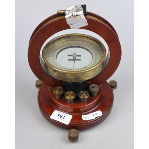 193 - Vintage galvanometer by W G Pye & Co. of Cambridge, England