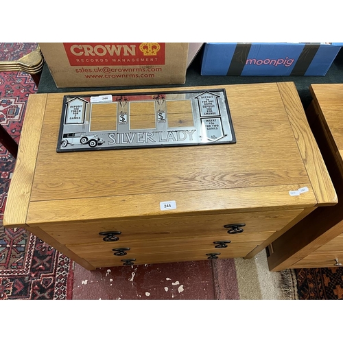 245 - Oak chest of 3 drawers - Approx W: 80cm D: 40cm H: 77cm