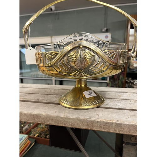 252 - Early C20th WMF fruit bowl with original glass liner and mark to rim. Classic Art Nouveau design tho... 