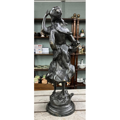 256 - Bronze figure of a lady - Approx H: 43cm