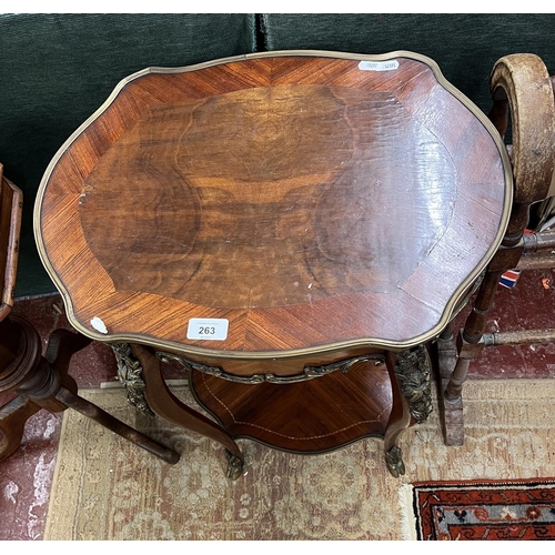 263 - Inlaid French two tier occasional table with integrated drawer