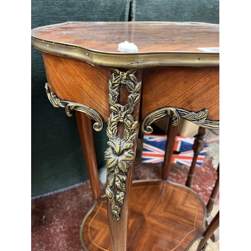 263 - Inlaid French two tier occasional table with integrated drawer