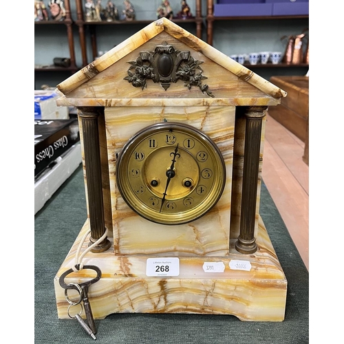 268 - Victorian marble mantel clock with its keys