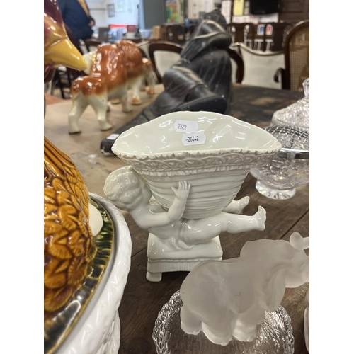 293 - Collection of ceramics to include glass elephant